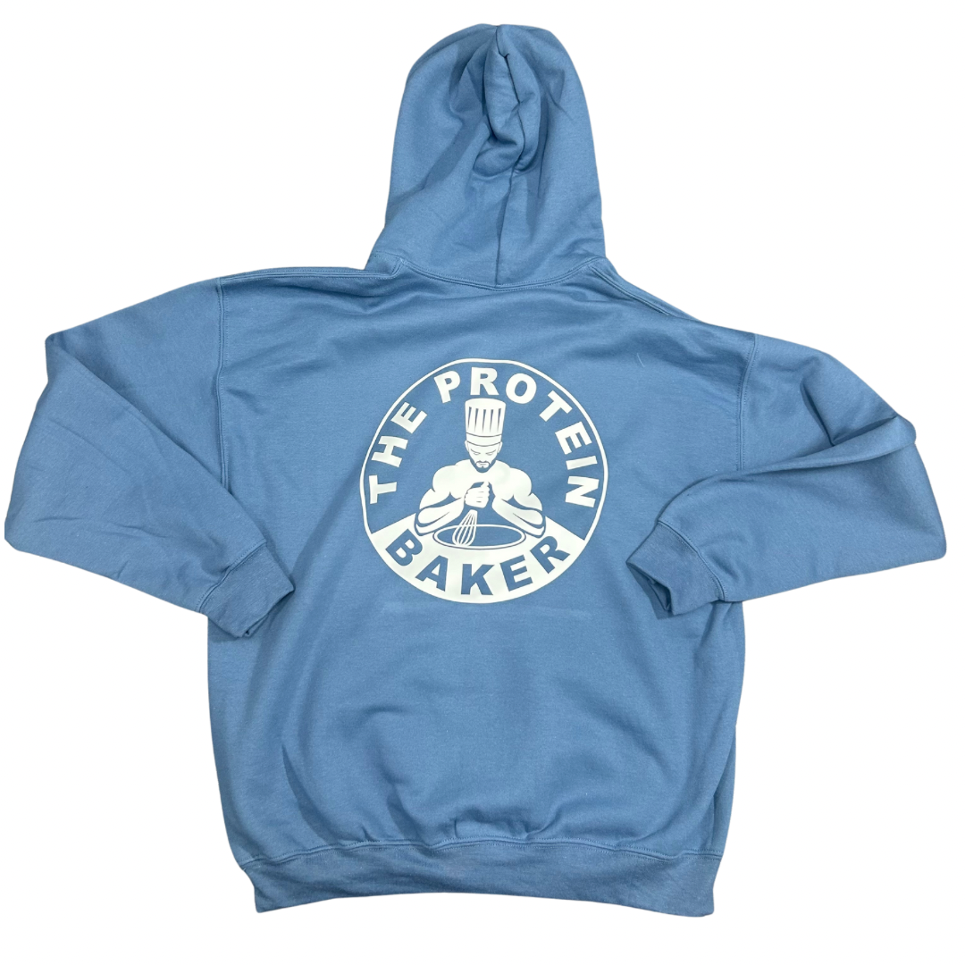 Branded indigo and white Unisex Hoodie + Free Tray Bake