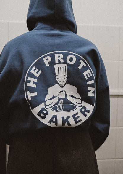 Branded indigo and white Unisex Hoodie + Free Tray Bake