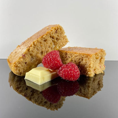 White Chocolate And Raspberry Protein Blondie bars